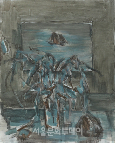 장재민 JANG Jaemin, 섬 An Islet, 2023, 캔버스에 아크릴릭 구아슈 Acrylic gouache on canvas, 117x91cm (사진=학고재)